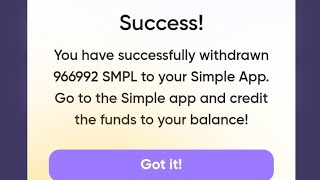 HOW TO WITHDRAW SIMPLE COINS TO SIMPLE APP WITHOUT ISSUES [upl. by Berthold572]