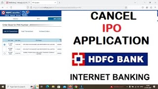 How to cancel modify ASBA IPO application hdfc net banking HDFC ASBA application cancel kesey kare [upl. by Noxaj]