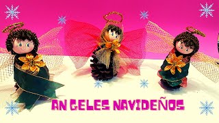 Angeles navideños hechos con piñas de pino  manualidades navideñas DIY manualidades con piñas [upl. by Bruce]