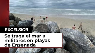 Ola arrastra al mar a siete militares en playas de Ensenada BC [upl. by Ytak21]