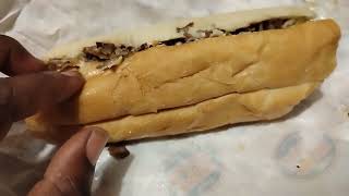 jersey Mikes cheese steak sub sandwich 🥪 with white cheese and sweet onions 🧅 [upl. by Einapets]