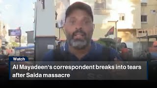 Al Mayadeens correspondent breaks into tears after Saida massacre [upl. by Odama74]