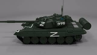 3D Model of T90A Tank with the Iconic Russian Z Marking Turntable Animation [upl. by Atinid]