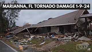 01092024 Marianna Florida  Tornado Warned Storm  Intense Power Flashes  Damage  Semi Flipped [upl. by Kimmi412]