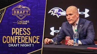 Eric DeCosta John Harbaugh Talk About Nate Wiggins Pick  Baltimore Ravens [upl. by Akinohs]