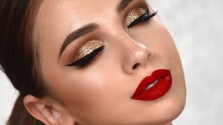 SPECIAL OCCASION Glam Makeup Tutorial  Gold Glitter Smokey Eye [upl. by Enenaej]