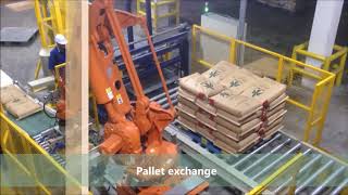 Robot palletizing for 25KG bags Fatty Acid Beads [upl. by Maxine]