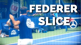 Roger Federer Slice Backhand Slow Motion Court Level View  ATP Tennis Backhand Slice Technique [upl. by Oiramd]