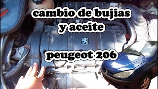 SERVICIO PEUGEOT 206  CAMBIO DE BUJIAS Y ACEITE PEOGEOT 206 [upl. by Ahsetan]