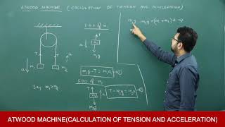 Atwood machine  Calculation of Tension and Acceleration Pulley Problem Laws of Motion Class 11 [upl. by Bonnice]