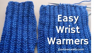 Slip Rib Wrist Warmers Knitting Pattern Tutorial [upl. by Sewel]