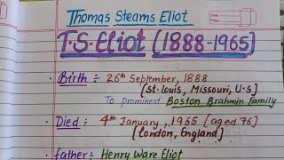 Part1 TS Eliot Biography and Works  Master Cadre English ugcnetenglish tgt pgt english [upl. by Eselahs]