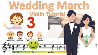 Felix Mendelssohn  Wedding March Sheet music and easy violin tutorial [upl. by Vashti799]