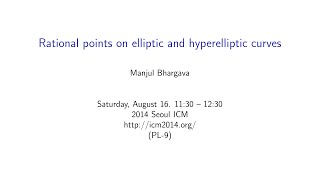 ICM2014 VideoSeries PL9 Manjul Bhargava Laudation by Benedict Grossi on Aug16Sat [upl. by Ilil]