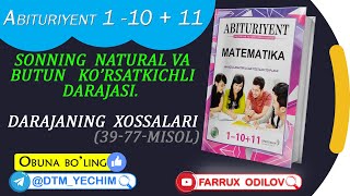 13 Sonning natural va butun darajasi 39  77  misol  Abituriyent 1  10  11 yechimlari [upl. by Sharline727]