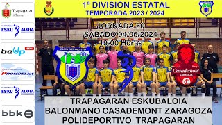 JORNADA 30 CD TRAPAGARAN vs BALONMANO CASADEMONT ZARAGOZA [upl. by Mcnully583]