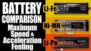 BATTERY COMPARISON  LiPo amp LiFe amp NiMH  Maximum Speed amp Acceleration Feeling TAMIYA amp YOKOMO [upl. by Letitia]