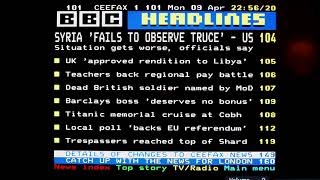 CEEFAX  From Londons final week April 2012 [upl. by Whipple]