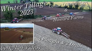 Winter Tillage 2023  Conor O’Brien Agri amp Howard Farms  4 ploughs 2 drills [upl. by Drhcir]