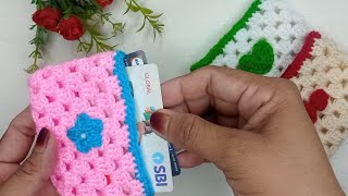 Crochet CARD HOLDER  mini pouch crochet mini pouch crochet pouch crochetABC crochet [upl. by Yliak]