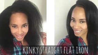 FLAT IRON KINKY STRAIGHT HAIR ITS A WIG [upl. by Moule712]