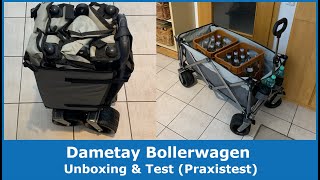 Dametay Bollerwagen  Unboxing Review amp Test des faltbaren Transportwagens 140L amp 100kg [upl. by Alejna65]