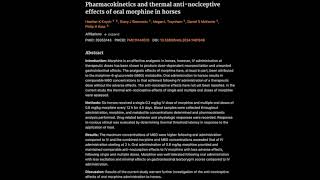 Pharmacokinetics and thermal antinociceptive effects of oral morphine in horses [upl. by Eelinnej340]