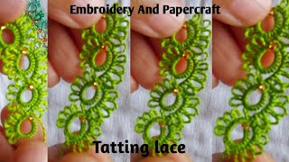 Tatting lace design tutorial for beginnersThe art of lace makingBeautiful lace making 381 [upl. by Lladnar]