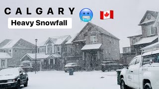 Heavy Snowfall coming down in Calgary  Alberta  snowstorm in Calgary Alberta Canada 🇨🇦❄️🥶 [upl. by Aropizt]