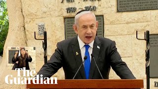 Netanyahu heckled during Israel Memorial Day speech [upl. by Warwick]