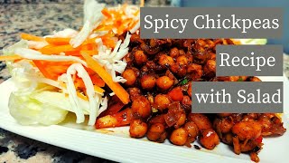 Spicy Chickpeas Recipe with Salad [upl. by Anay]