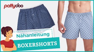 HerrenBoxershorts selber nähen aus Webware mit Anleitung für DamenSchlafshorts mit FakeSchlitz [upl. by Newcomb]