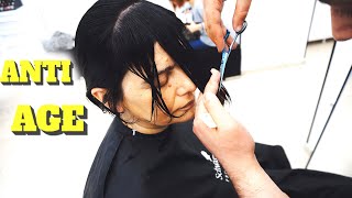 YOUTHFUL HAIRCUT  SHORT FRENCH BOB OVER 60  THICK HAIR [upl. by Ellimahs266]