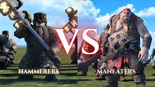 WARHAMMER III Total War  Hammerers VS Maneaters [upl. by Nnyre]