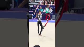 Taisiia Onofriichuk Paris Ribbon 2024 Olympic Final 32950 4 rhythmicgymnastics parisolympics [upl. by Enyrb]