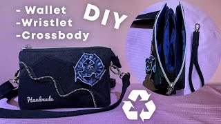 DIY Recycled Jean Cellphone Wallet Cross Body Bag  Easy Mini Pouch amp Purse Tutorial [upl. by Lenka]