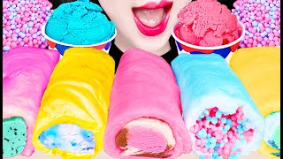 ASMR COTTON CANDY WRAPPED ICE CREAM 솜사탕 아이스크림 먹방 EATING SOUNDS [upl. by Gruchot]