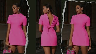 How I Will Make This Elegant Rolled Collar Pink Dress  StepbyStep Sewing Tutorial [upl. by Brenner]