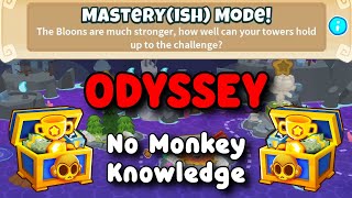 BTD6 Odyssey Hard Mode Tutorial  No Monkey Knowledge Guide  Masteryish Mode [upl. by Syst]