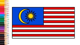 Cara melukis bendera Malaysia [upl. by Naimad]