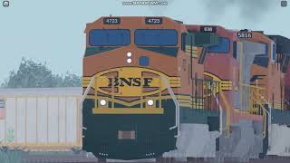 BNSF 4723 amp BNSF Ex ATSF C449W Leads BNSF manifest Train in RoScale BNSF Chillicothe Sub [upl. by Nnylrac]