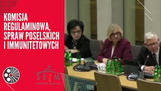 Sejm Komisja Regulaminowa Spraw Poselskich i Immunitetowych RSP [upl. by Kunz]