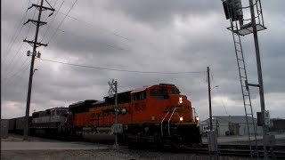 BNSF Coal Train with Two PTC Equipped ex BN MACs at Ottumwa IA [upl. by Sagerman750]