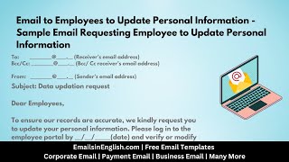 Email to Employees to Update Personal Information  Email for Update Personal Information [upl. by Alanah]