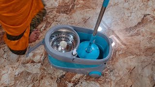 Milton spin mop with big wheels  steel wringer  bucket floor cleaning unboxing [upl. by Nalehp]