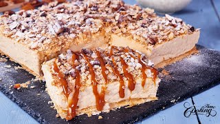 Puff Pastry Caramel Slice  Easy Caramel Custard Cake [upl. by Kailey]