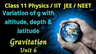 Class 11 Physics Variation of g with altitude depth and latitude  Gravitation Unit 6 [upl. by Axela]