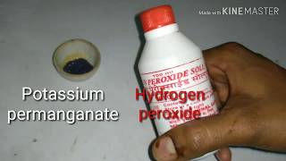 Potassium permanganate and hydrogen peroxide reaction  KMno4 and h2o2 reaction KMno4 and glycerine [upl. by Ahtimat]