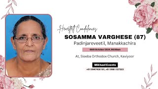 SOSAMMA VARGHESE 87 Padinjareveetil Manakkachira  Funeral On 06th Oct 2024 at 0800am [upl. by Mersey]