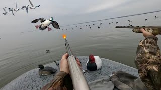 DIVER Duck Layout Hunting 4 MAN LIMIT on the MISSISSIPPI They Decoyed CLOSE [upl. by Ibrab]